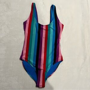 VTG Old Navy Scoop Back Bold Striped One Piece Bathing Suit Womens Size S